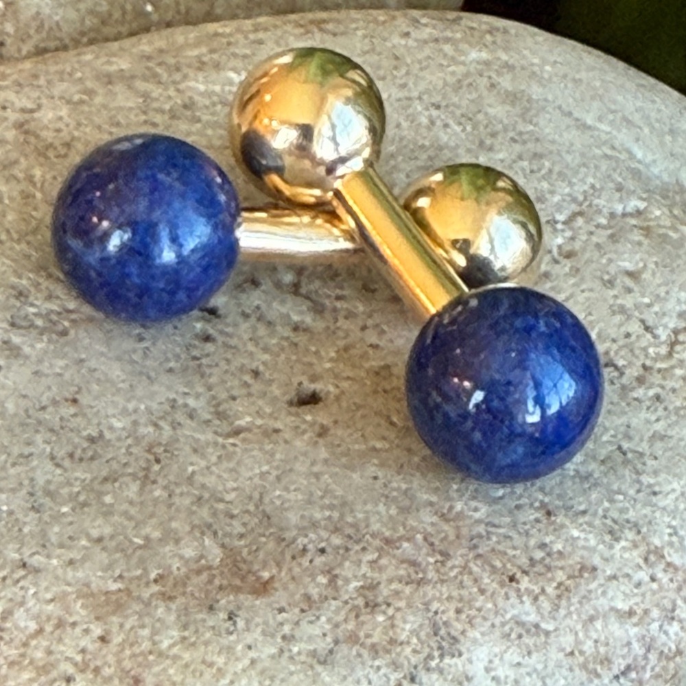 Tiffany 14 karat gold and lapis cufflinks - Picture 5 of 10